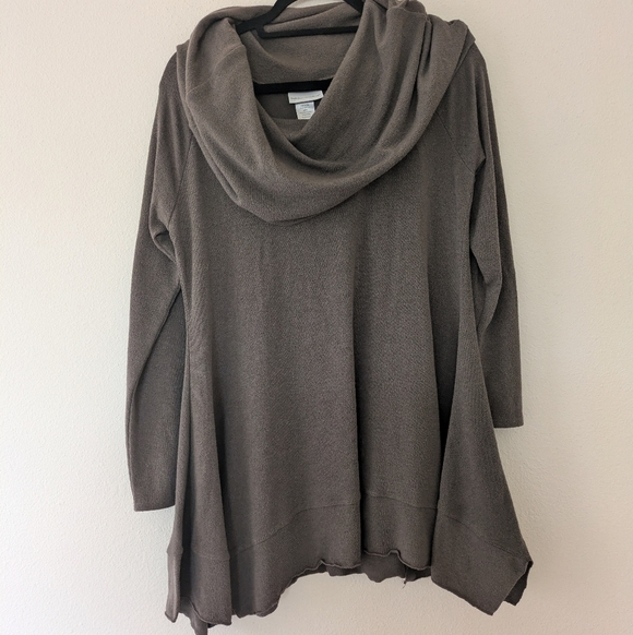 Soft Surroundings Taupe/Grey Cowl Neck Sweater Asymmetrical Hem Women's size S - Picture 1 of 7